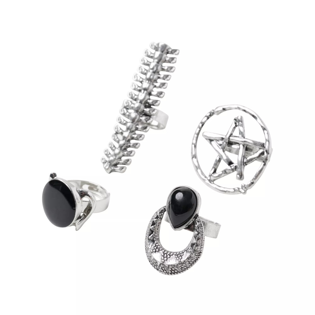 Pentagram Witch Rings Set