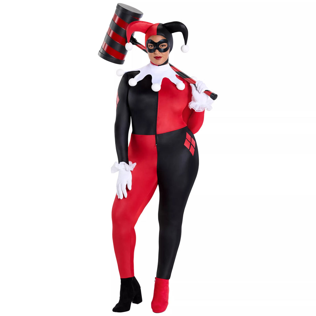 Adult Harley Quinn Plus Size Catsuit Costume - DC Villains